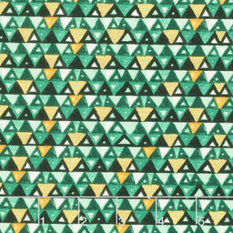 Gustav Klimt - Triangles Green Metallic Yardage Primary Image