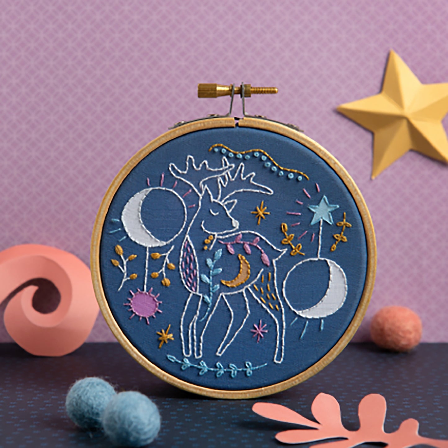 Celestial Deer Mini Embroidery Kit Alternative View #1