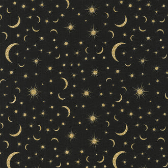 The Sun, the Moon, and the Stars! - Moon and Stars Black Yardage