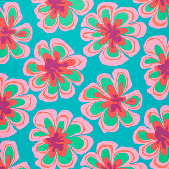 Kaffe Fassett Collective - February 2023 - Funky Floral Aqua Yardage