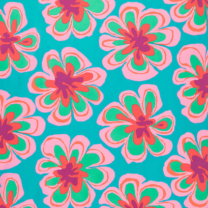 Kaffe Fassett Collective - February 2023 - Funky Floral Aqua Yardage