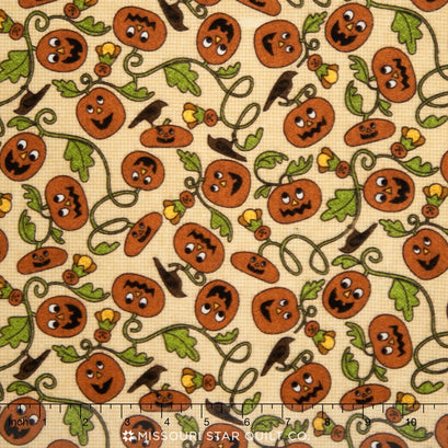 Pumpkin Party Flannel - Pumpkin Patch Tan Yardage
