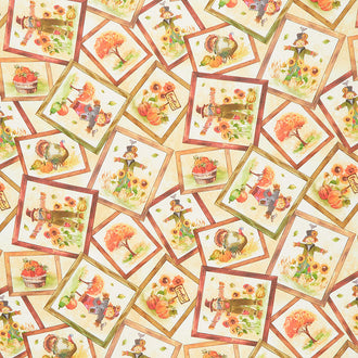 Pumpkin Farm - Scarecrow Portraits Cream Yardage
