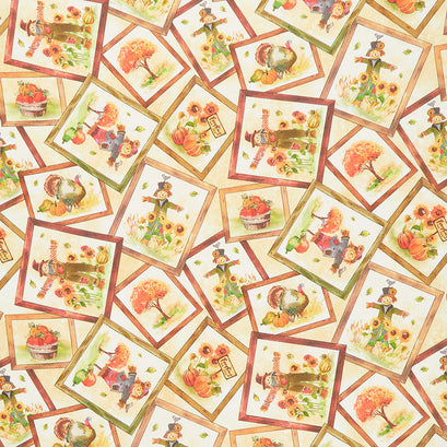 Pumpkin Farm - Scarecrow Portraits Cream Yardage