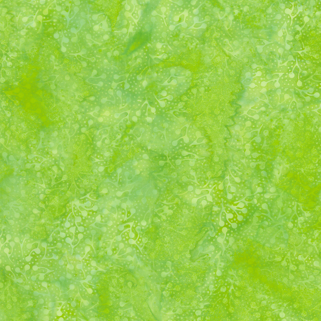 Pin Dot Floral Batiks - Berries Green Lemongrass Yardage Primary Image