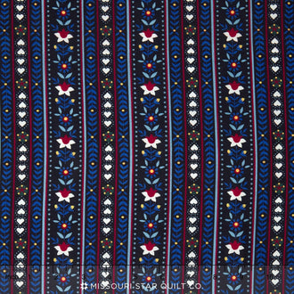Small Wonders - World Piece Germany Floral Stripe Blue Yardage