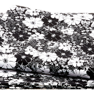 Black Tie 2 - Floral Black/White 108" Wide 3 Yard Cut