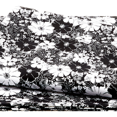 Black Tie 2 - Floral Black/White 108" Wide 3 Yard Cut