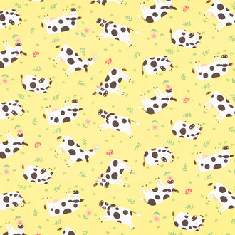 Cuddly Countryside - Cows Yellow Yardage