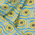 African Sunset - Snake Circle Patterns Blue Metallic Yardage