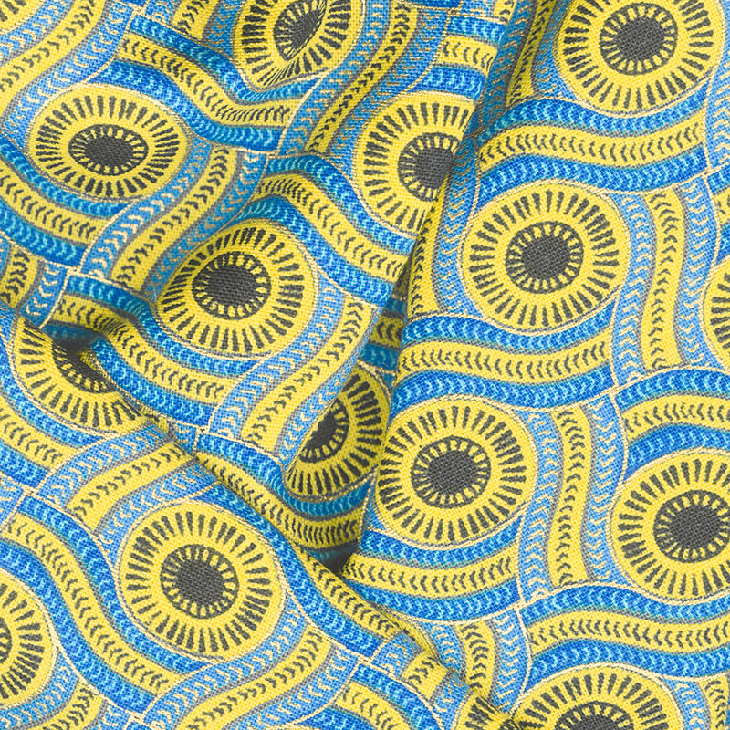 African Sunset - Snake Circle Patterns Blue Yardage Alternative View #1