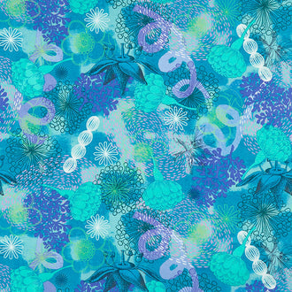 Bright World - Botanical Aqua Yardage