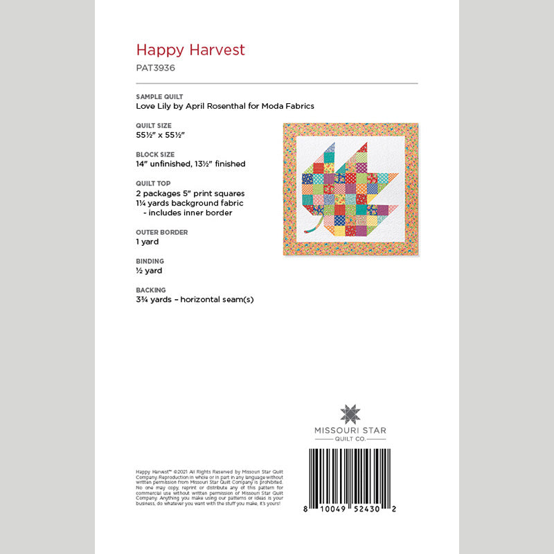 Digital Download - Happy Harvest Quilt Pattern by Missouri Star Alternative View #1