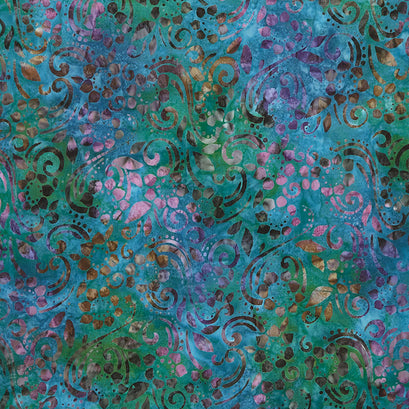 Artisan Batiks - Sun Forest Swirls Aquamarine Yardage