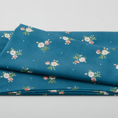 My Secret Garden Favorites - Bouquet & Dots Blue 2 Yard Cut