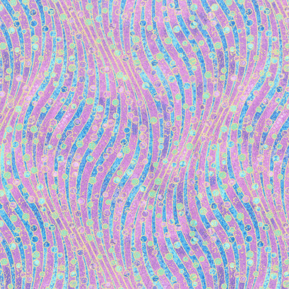 Shimmer Paradise - Wave Texture Purple Multi Metallic Yardage