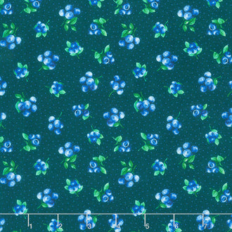Blueberry Delight - Blueberries Dots Navy Yardage