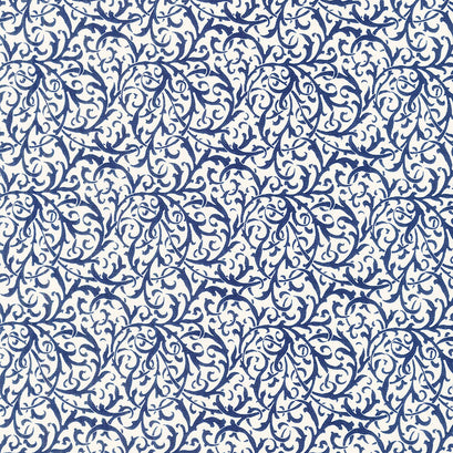 Nightfall - Scroll Cream Navy Yardage