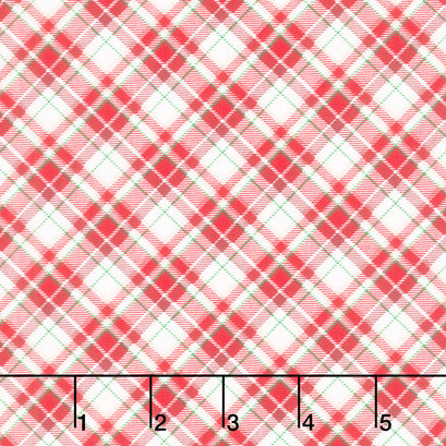 Timber Gnomies Tree Farm - Bias Plaid Red/White Yardage