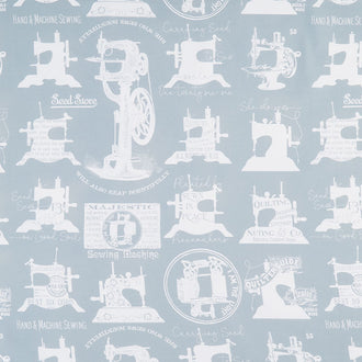 She Who Sews - Sewing Machines Blue Yardage