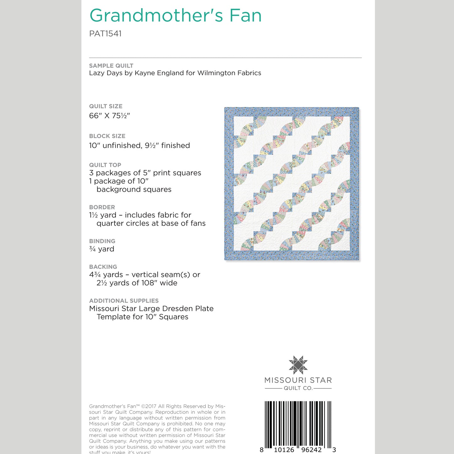 Digital Download - Grandmother's Fan Quilt Pattern by Missouri Star Alternative View #1