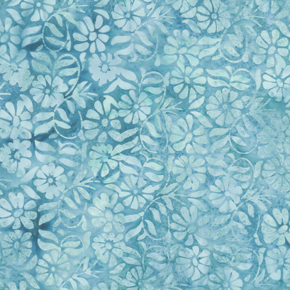 Morris Tiles Batiks - Daisy Tile Teal Pool Yardage