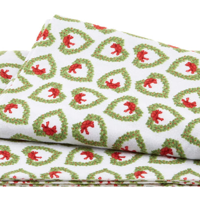 Snow Place Like Home Flannel - Tossed Wreaths White 2 Yard Cut