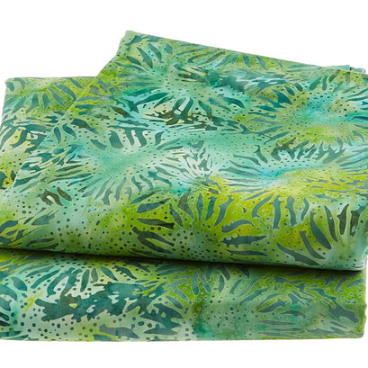 Luscious Batiks - Large Wheat Sunflower Green Pistachio 5 Yard Cut