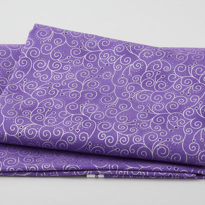 Star Sprinkle - Spirals Lilac Silver 2 Yard Cut