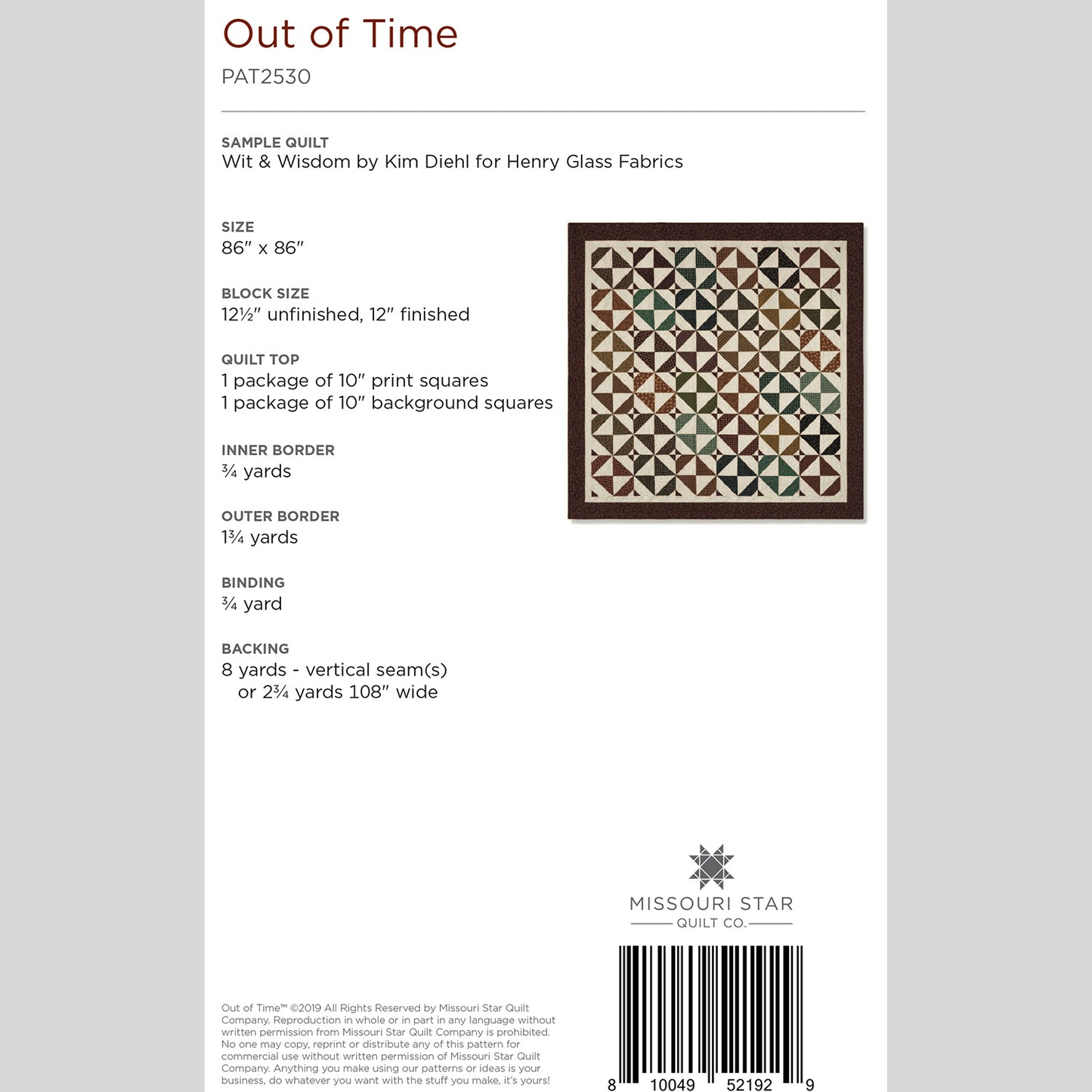 Digital Download - Out of Time Quilt Pattern by Missouri Star Alternative View #1
