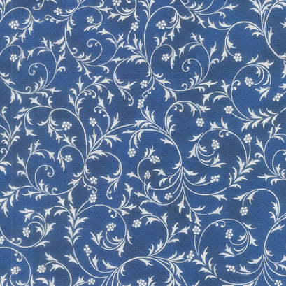 Holiday Flourish - Snow Flower Blue Colorstory Swirls Navy Metallic Yardage