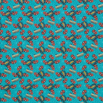 Marvel - Spider-Man Head Thwip Teal Yardage