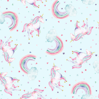 Cloud Cuddle® Print - Unicorn Dreams Pale Blue Minky Yardage