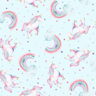 Cloud Cuddle® Print - Unicorn Dreams Pale Blue Minky Yardage