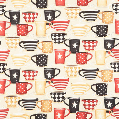 Coffee Always - Packed Cups Cream Yardage