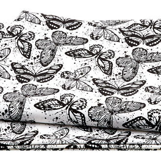 Black Tie 2 - Butterflies Black/White 108" Wide 3 Yard Cut