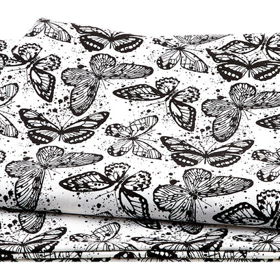 Black Tie 2 - Butterflies Black/White 108" Wide 3 Yard Cut
