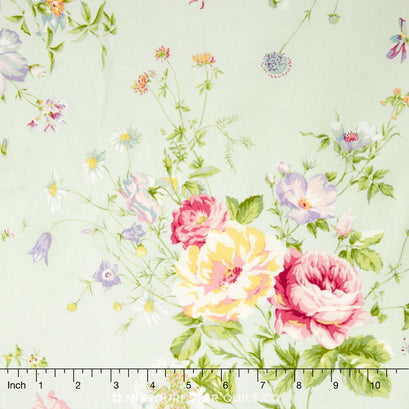 Rococo & Sweet Spring - Large Floral Light Blue Yardage