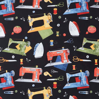 Common Threads - Sewing Machine and Notions Black Yardage