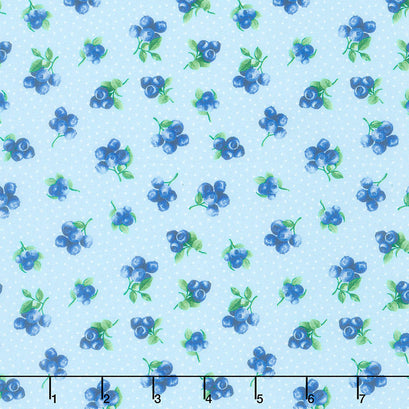Blueberry Delight - Blueberries Dots Sky Yardage