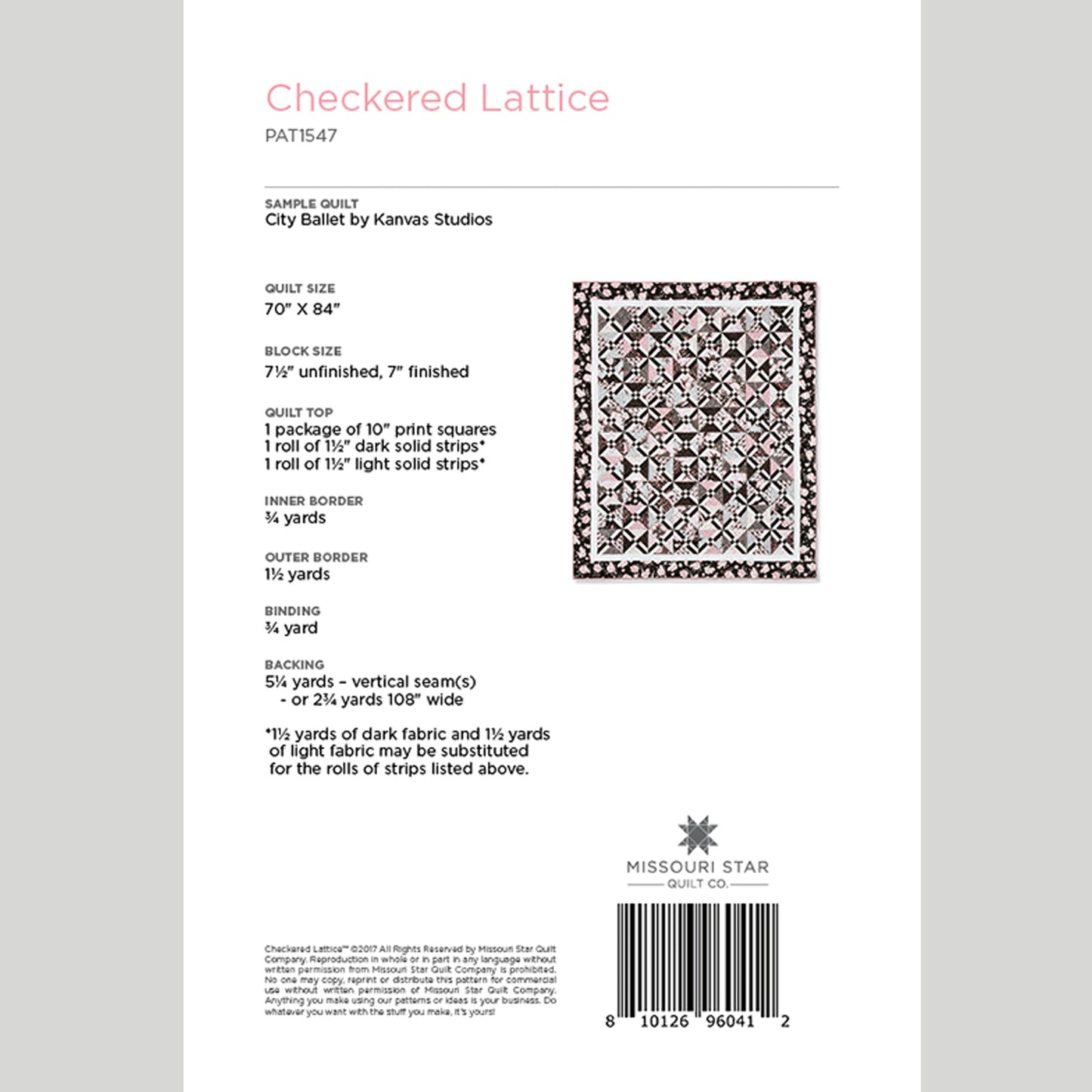 Digital Download - Checkered Lattice Quilt Pattern by Missouri Star Alternative View #1