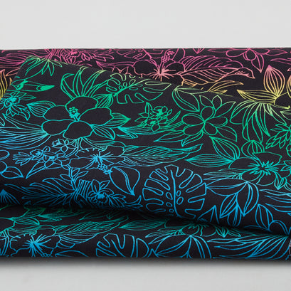Let's Get Tropical - Rainbow Garland Black 2 Yard Cut