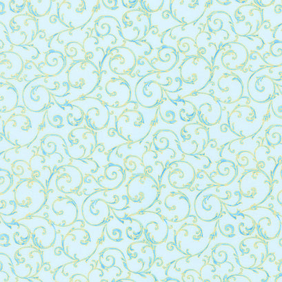 Royal Plume - Scrolls Sky Metallic Yardage