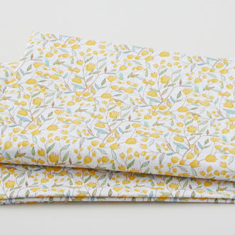 Folk Garden - Yellow Flowers Gray 2 Yard Cut