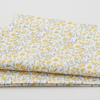 Folk Garden - Yellow Flowers Gray 2 Yard Cut