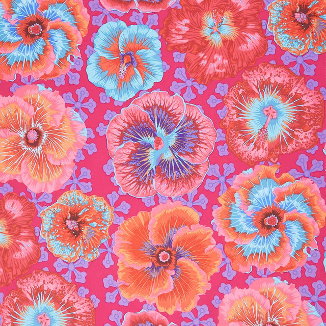 Kaffe Fassett Collective - August 2023 - Floating Hibiscus Red Yardage Primary Image