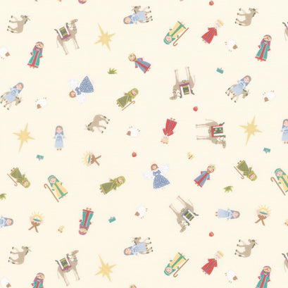Silent Night - Story Characters Ivory Metallic Yardage