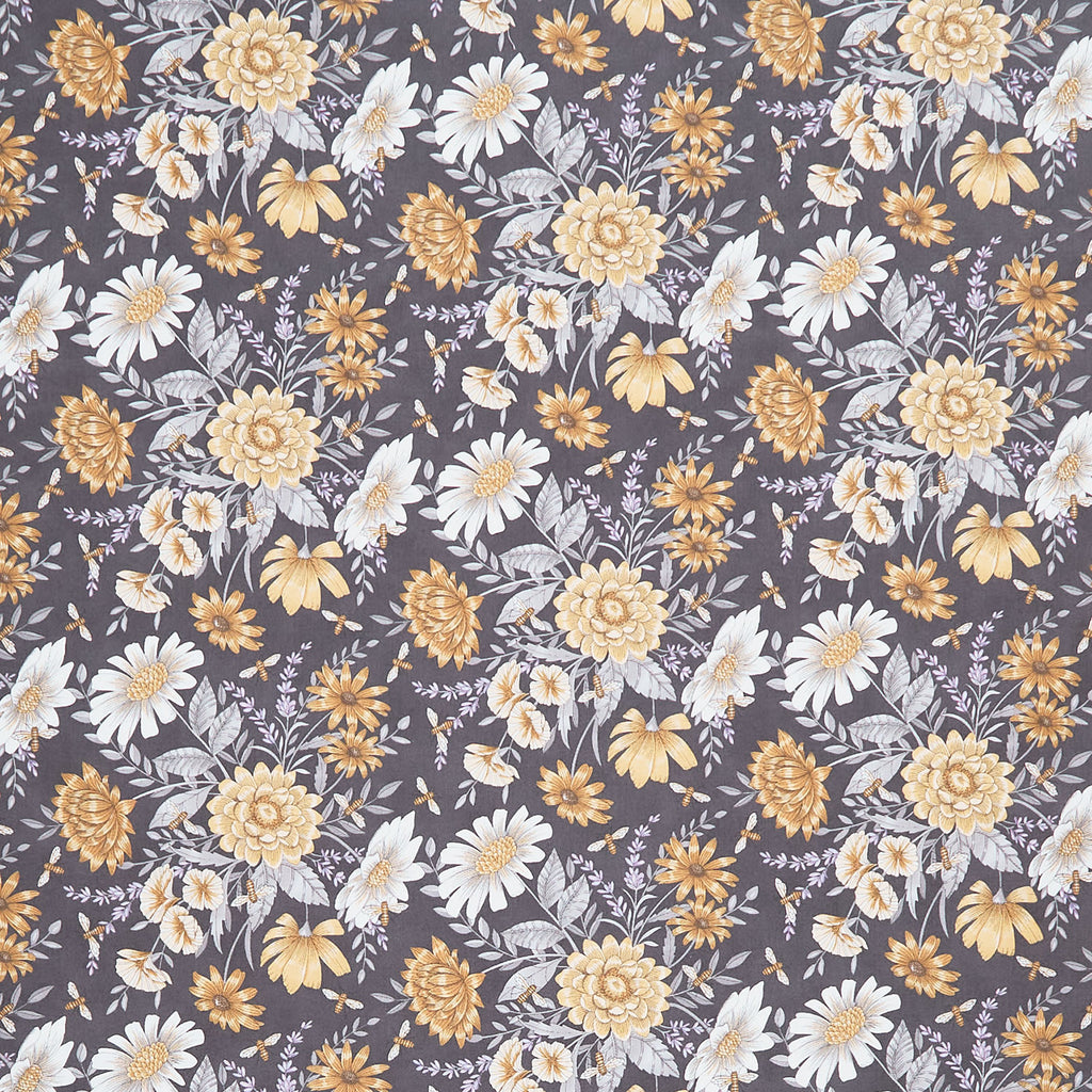Honey and Lavender - Floral All Over Charcoal Yardage Primary Image