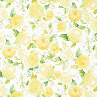 Lemon Bouquet - Floral Bouquets Beige Digitally Printed Yardage