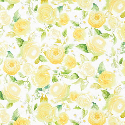 Lemon Bouquet - Floral Bouquets Beige Digitally Printed Yardage